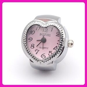 Bozhi Heart Ring Watch Silver Beaded Adjustable Quartz